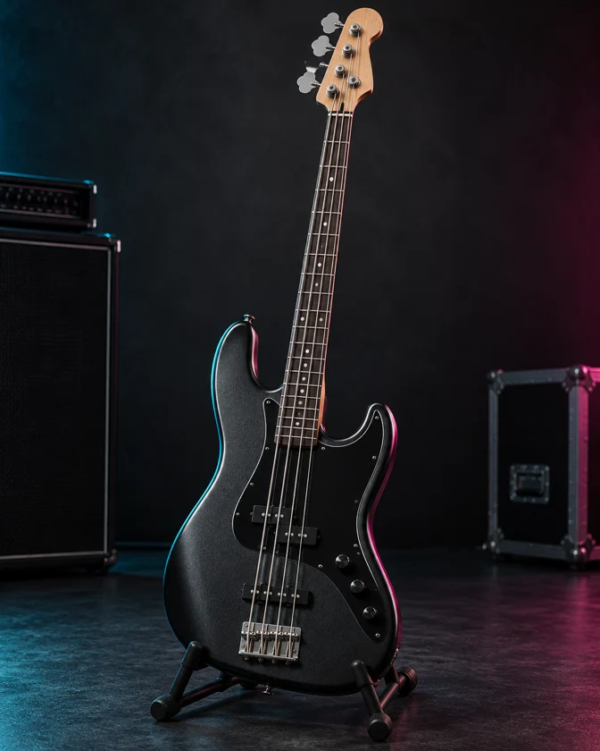 Bass guitar representing Haitham on bass